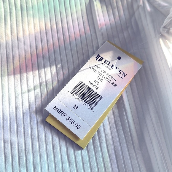 EleVen by Venus Williams Love to Love Rib Tee – White – Sizes M & L – NWT - Picture 8 of 9